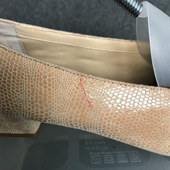 Ros Hommerson Taylor Nude Lizard Print Leather Loafers Womens Shoes Size 8.5 WW - Picture 6 of 13